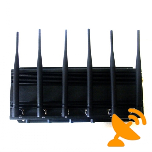 High Power 15 W 6 Antenna Cell Phone Signal Blocker + Wifi + UHF Jammer - Click Image to Close