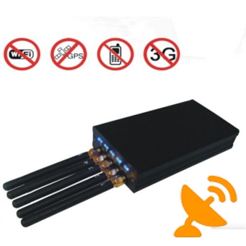 5 Antenna Portable GPS L1 + Cell Phone + Wifi Jammer - Click Image to Close