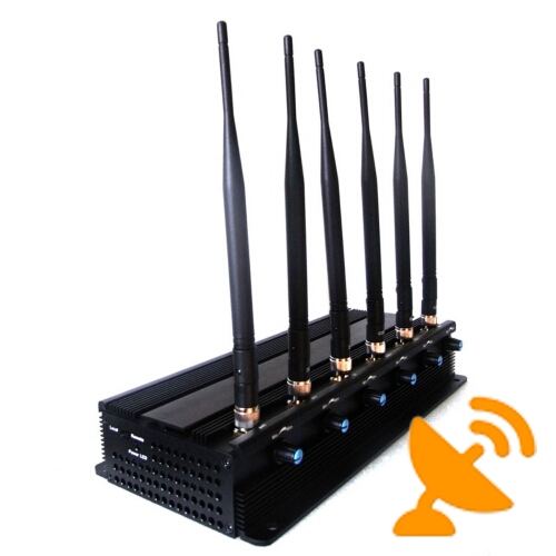 Adjustable 15 W 6 Antenna Cell Phone Signal Blocker + Wifi Jammer + UHF Jammer - Click Image to Close