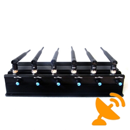 Adjustable 15 W 6 Antenna Cell Phone Signal Blocker + Wifi Jammer + UHF Jammer - Click Image to Close