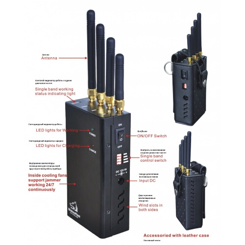 Handheld Cell Phone Blocker + Wifi Jammer with Cooling Fan